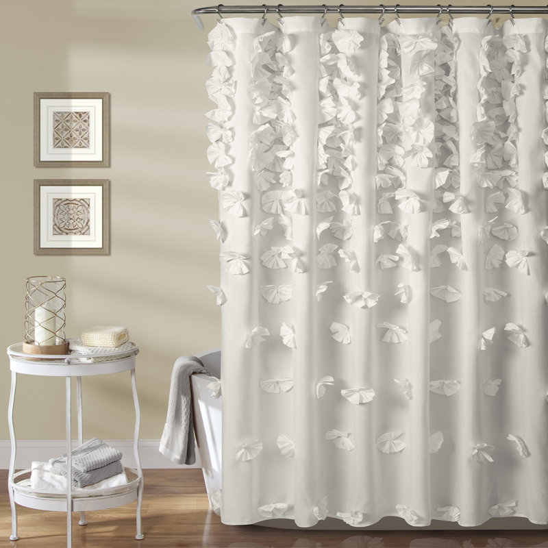 Rideau de douche simple de couleur unie Riley, blanc