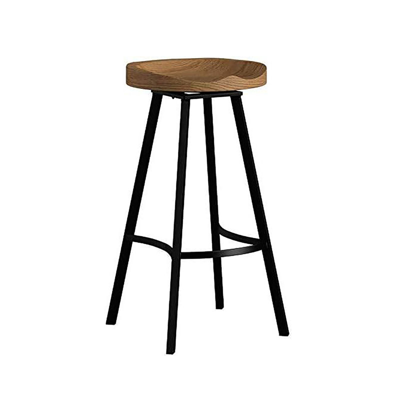 Deux pieds pivotants en pin, pieds en fer noir, finition naturelle, design, siège élégant et pratique