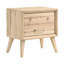 Table de chevet en chêne naturel, 2 tiroirs, table de chevet 2 pièces Mid-Century