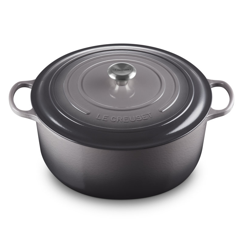 Le Creuset Signature Enameled Cast Iron Round Dutch Oven with Lid, Oyster, 13.25 quarts