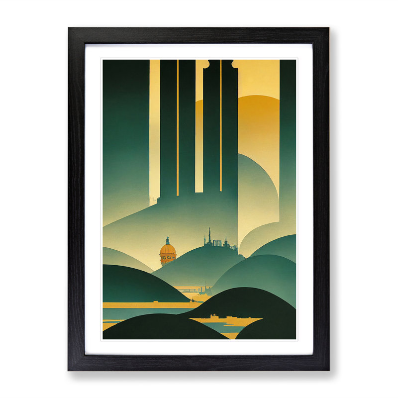 Mountain Landscape Abstract No.3 - Framed Print, Black, 64cm H x 46cm W x 2cm D