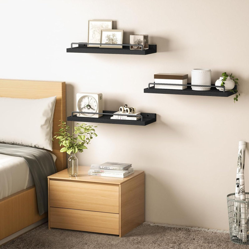 3 tablettes flottantes noires