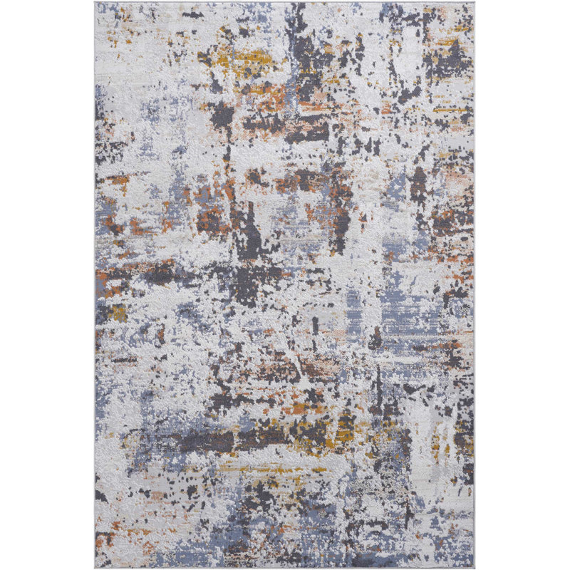 5X7 /Navy Abstract Floor Rug - Non-Shedding, Stain , Ideal For Living, Bedroom, Dining Rooms And Navy Area Stain-, Enhances Living Room, Room Visual Appeal