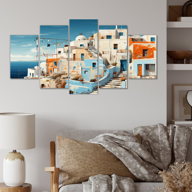  «Multicolor Santorini Grèce III - Ensemble d'art mural à multiples panneaux Santorini