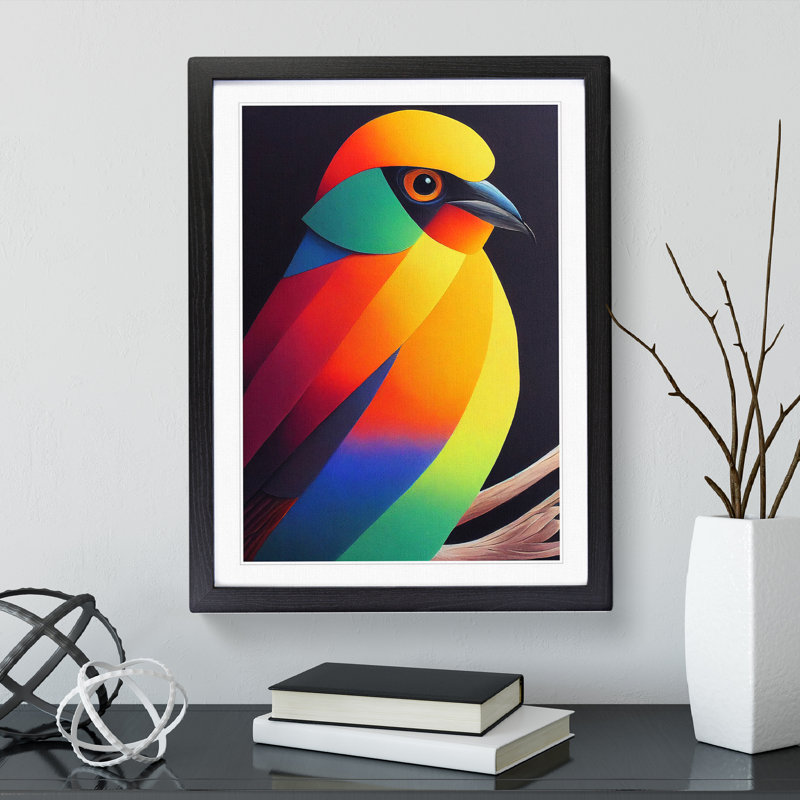 Bird In Colour No.4 - Single Picture Frame Print, Black, 64cm H x 46cm W x 2cm D