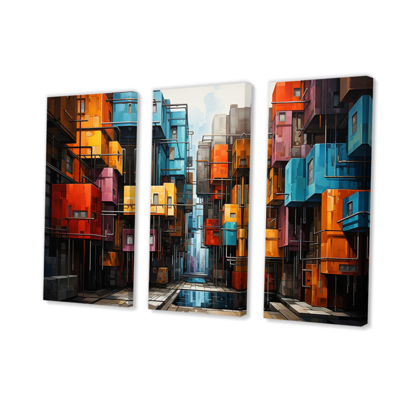 Ensemble de décoration murale moderne Hardedge Art Contraste Chroma, H 28 po x l 36 po x P 1 po