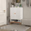 Armoire porte-chaussures à grille blanche en métal à deux portes, 15 pieds de haut, tablettes réglables, style moderne pour les espaces primaires, base surélevée, salon