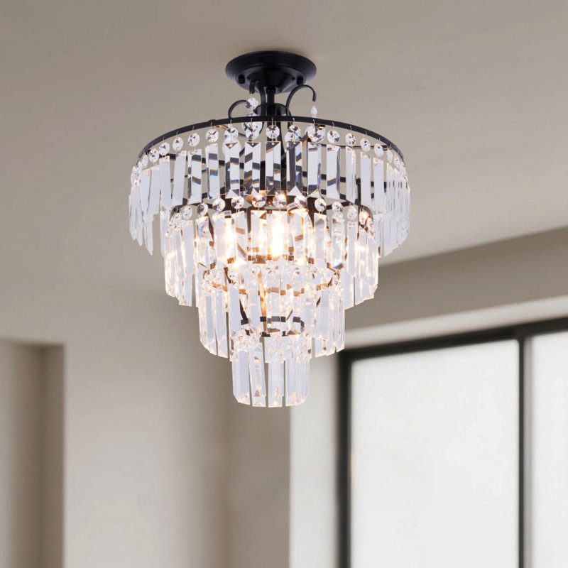 Lustre rétro en cristal 15,6 pouces - base E12 / commande murale