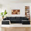 Canapé d'angle moderne à compression, canapé en forme de U en chenille noire de 132 pouces avec porte-gobelets-2039457117
