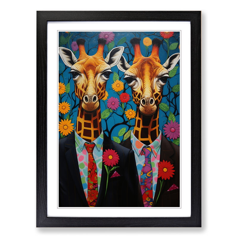 Giraffe Contemporary No.2 - Framed Print, Black, 34cm H x 25cm W x 2cm D