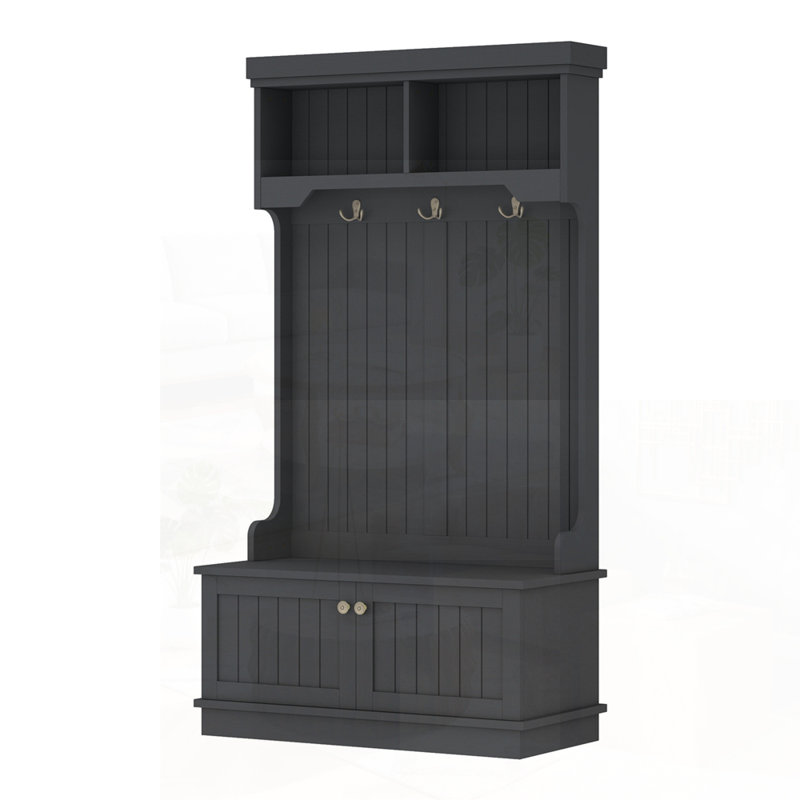 Hall Tree with Storage Shoe Bench for Entryway, 4-in-1 Design Coat Racks with Hooks and Shelves for Organized Living
