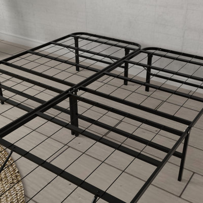 Black Steel Bed Platform For King - Foundation 5 Minute Installation, Supports 2000 Lbs, Minimizes Noise 14 Inch Height, Reinforced Frame, No Box Spring Required