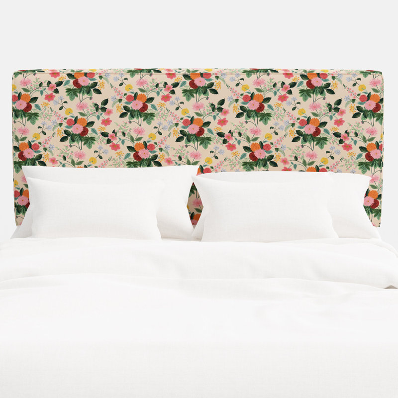 Tête de lit Elly en dahlia multicolore, Très grand lit, Cream