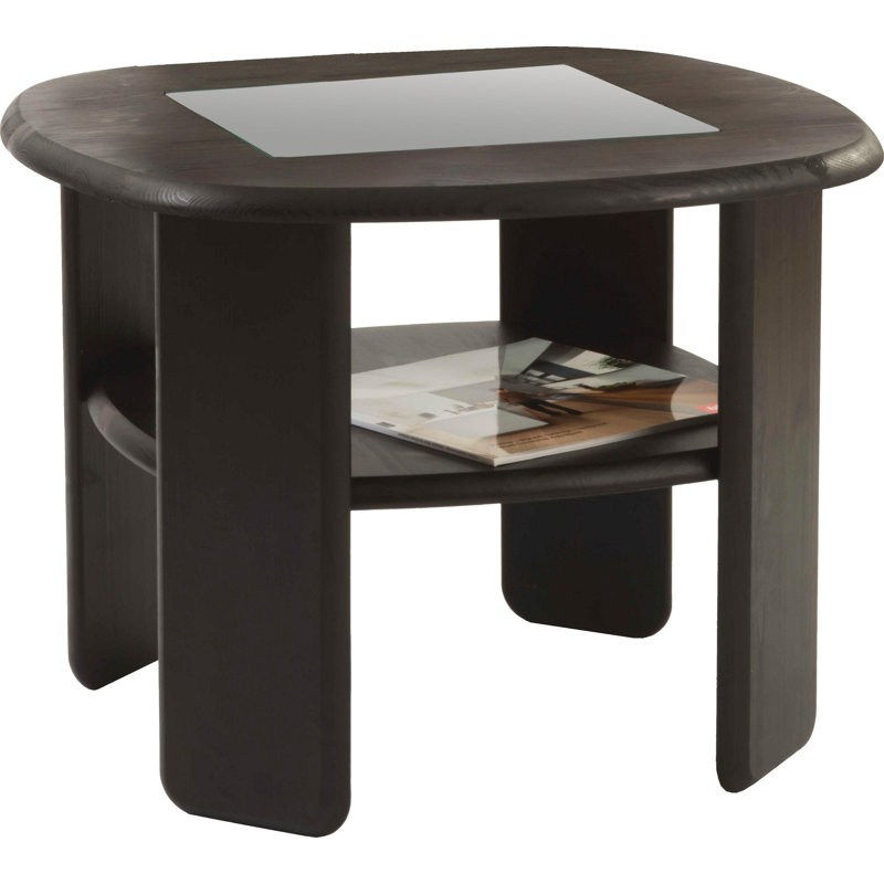 Brincken Solid Wood Four Leg Coffee Table with Storage, Dark Brown 
