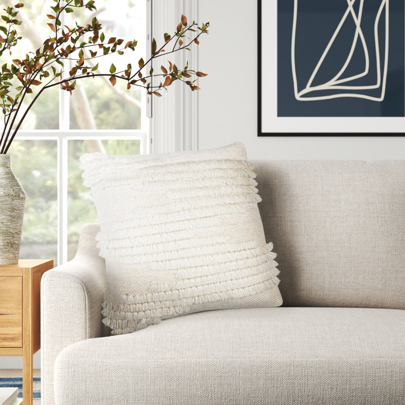 Emberly Ruffled Cotton Reversible Throw Pillow, No Fill, 22" x 22"
