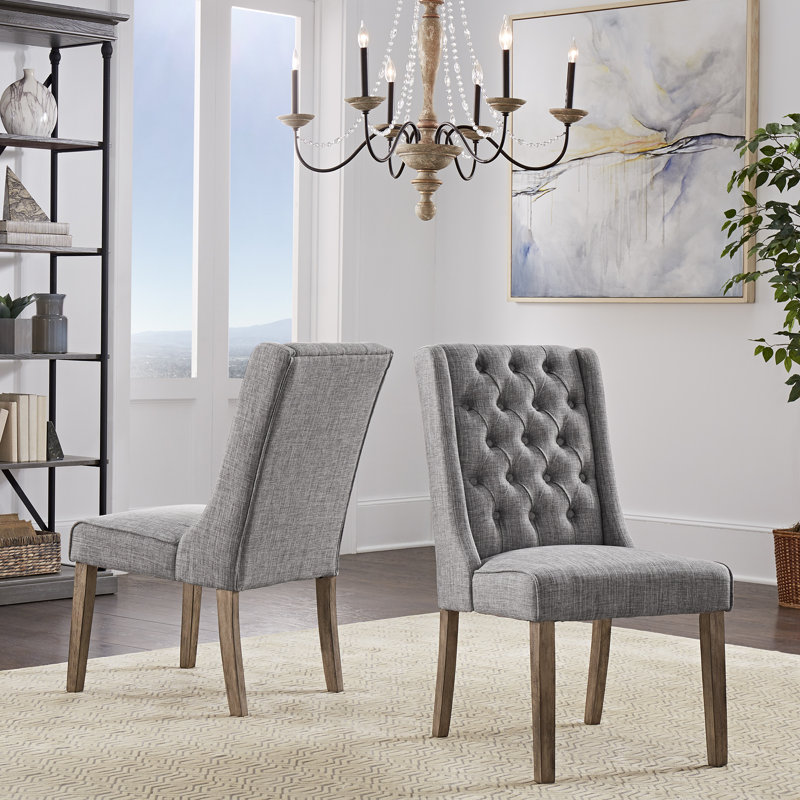Chaise d'appoint rembourrée Dukinfield, Lin gris, Espresso
