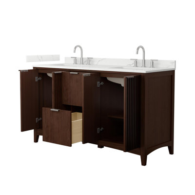 Palmilla 60" Freestanding Double Bathroom Vanity with Quartz Top