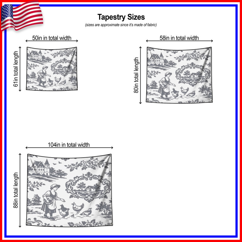 Tapisserie murale «Pastoral Toile» - Toile, 68in H x80in W with 4 Grommets