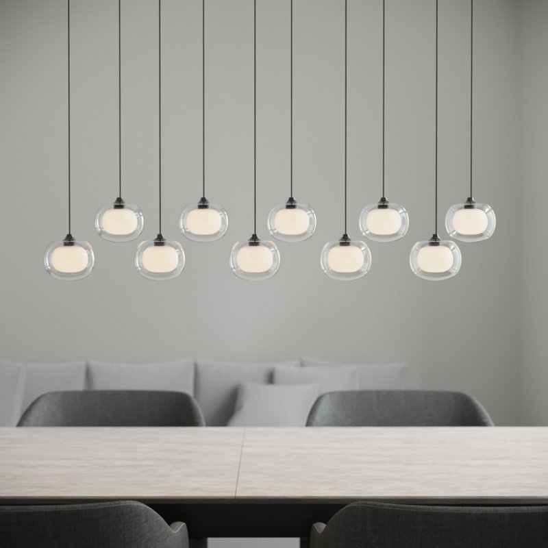 Luminaire suspendu sphère 10 lumières Mission, Noir
