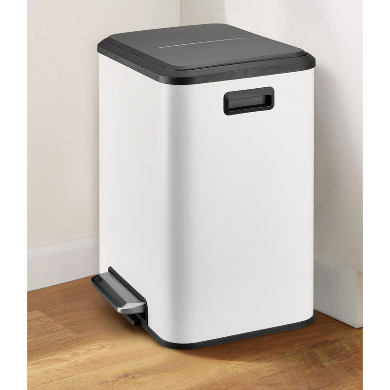 Stainless Steel Kitchen Trash Can - 30L, White