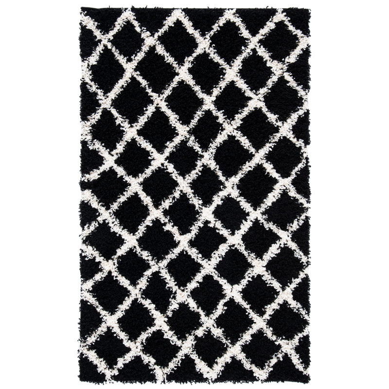 Tapis noir / blanc Alberthe, Rectangulaire 3 pi x 5 pi