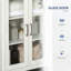 Tour à linge de salle de bain autoportante kleankin blanc antique avec armoire de porte réglable en verre à 3 niveaux - Solution de rangement élégante