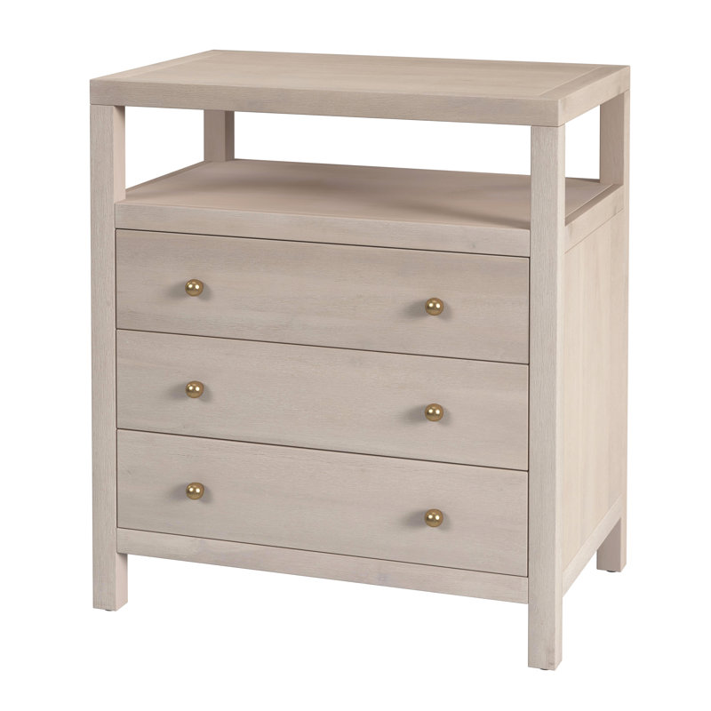 Table de chevet 3 tiroirs Celine, taupe antique 28 po, Taupe antique