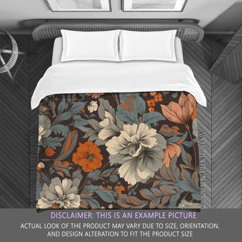 Machine Printed Comforter, Queen Comforter, Brown/Gray Floral
