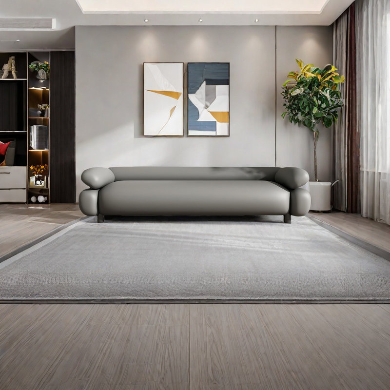 Banc rembourré polyvalent en cuir, Gris, H 19,68 po x l 59,05 po x P 19,68 po