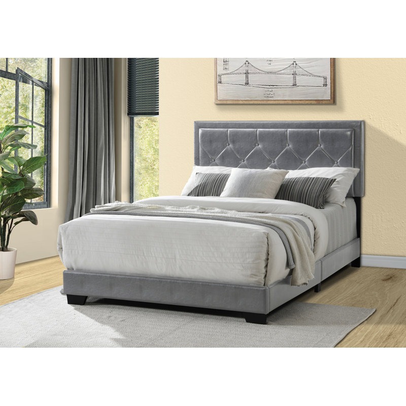 Smaro Vegan Leather Platform Bed, Gray