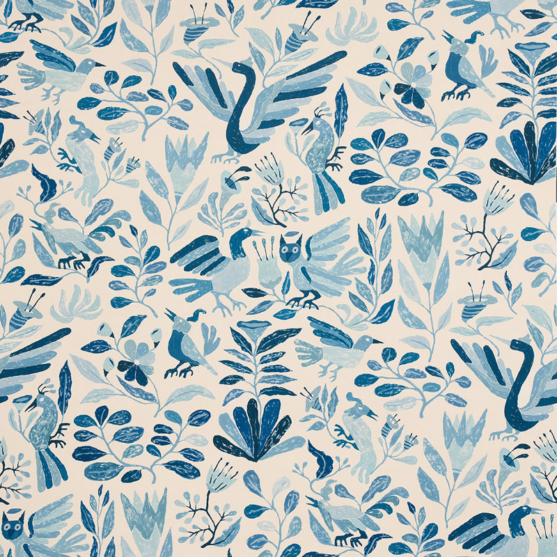 Papier peint Schumacher x Abel Macias, Bleu