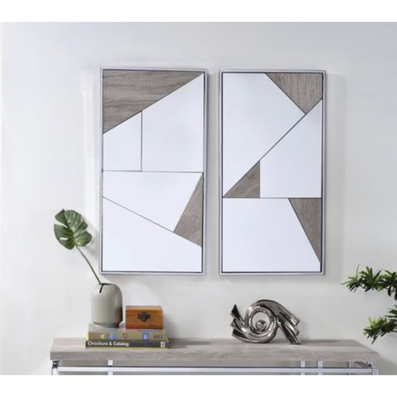 Set of 2 Rectangular Accent Mirror, Wall Mirror for Home