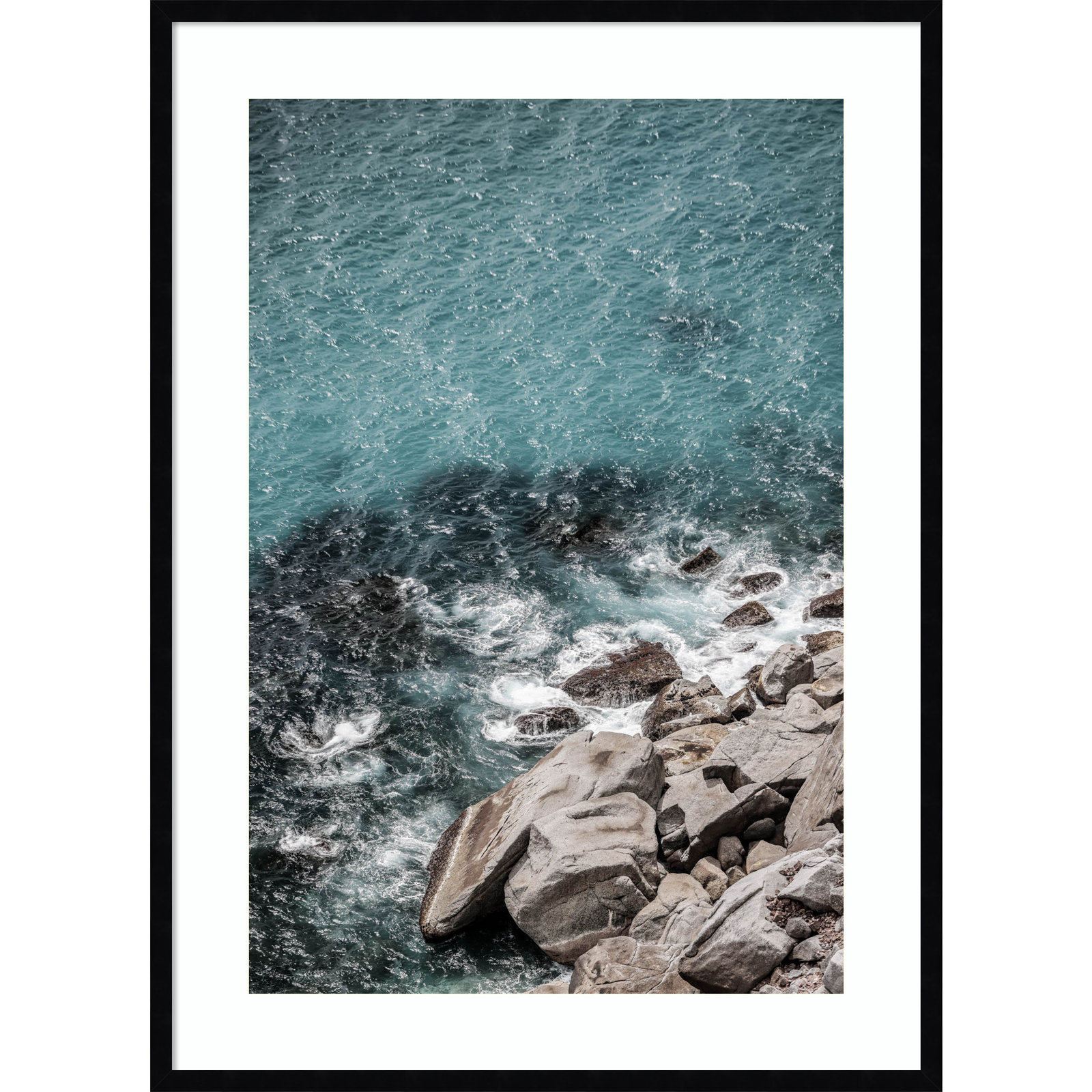 Aqua Sea Shores by Shot by Clint Wood Framed Wall Art Print, Black, 41" H x 30" W