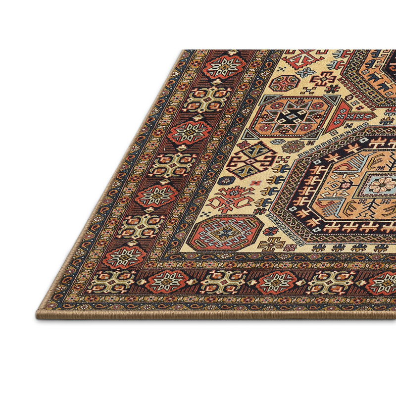 Tapis traditionnel brun / beige, Rectangle 3 pi x 5 pi