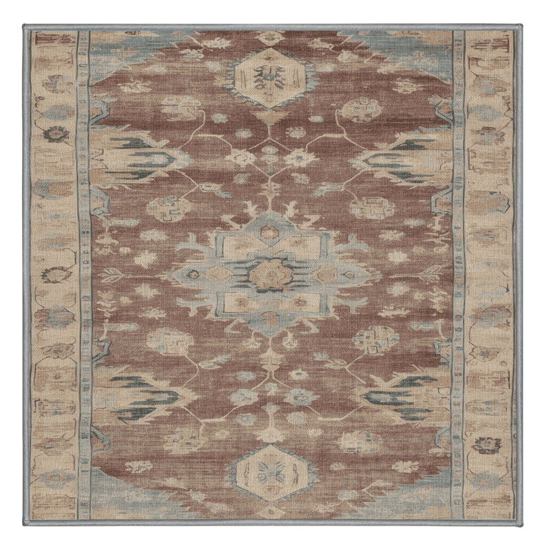 Machine Washable Overdyed Gray Area Rug, Square 3'