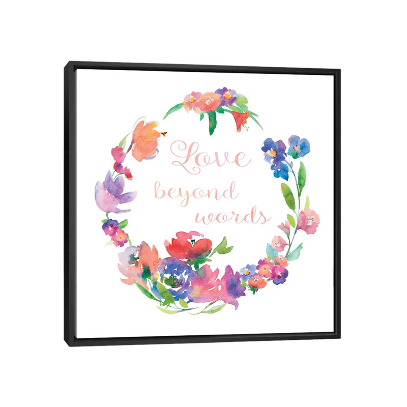 «Love Beyond Words», impression sur toile, H 18 po x l 18 po x P 1,5 po, Toile encadrée noire, Pas de tapis