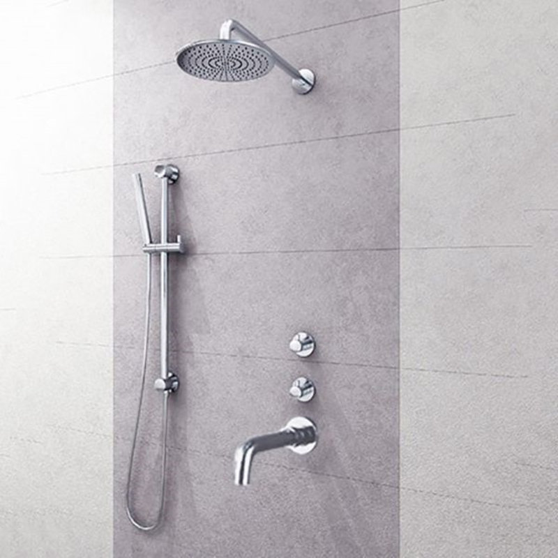Ensemble de douche mural à DEL chromé avec pomme de douche à main et robinet mélangeur