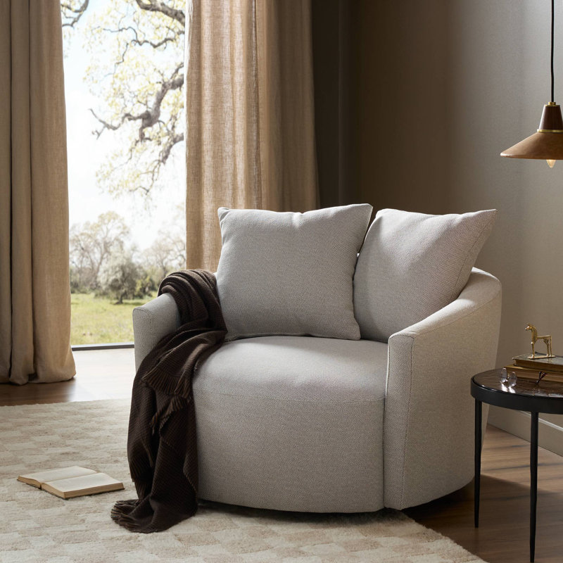 Chloe Swivel Chair, Delta Bisque Performance Weave