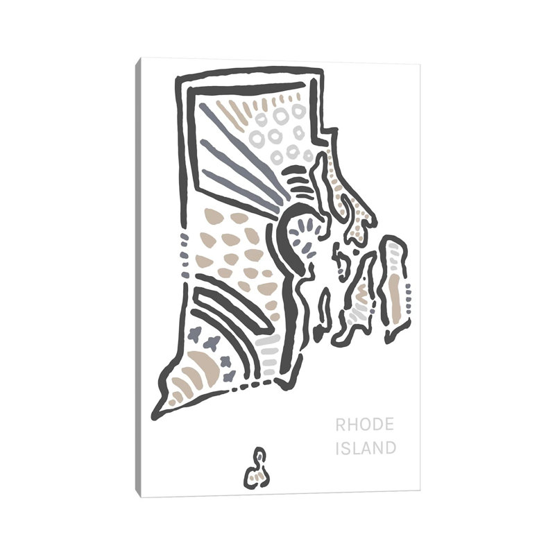 «Rhode Island» par déclaration Goods - reproduction de dessin sur toile tendue, H 18 po x l 12 po x 1,5 po