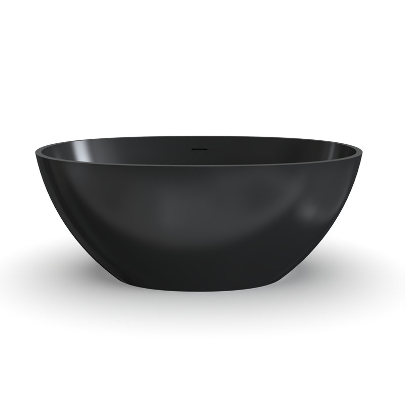 Surface solide de baignoire autoportante ovale noire de 55 pouces