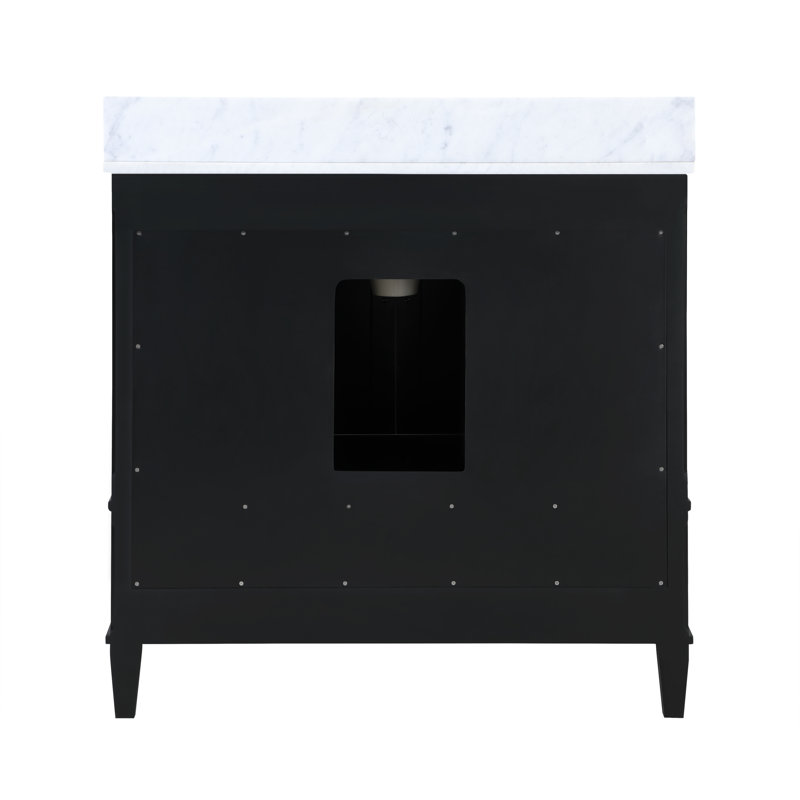 Montauk 36'' W Single Vanity, White Granite, Midnight Black