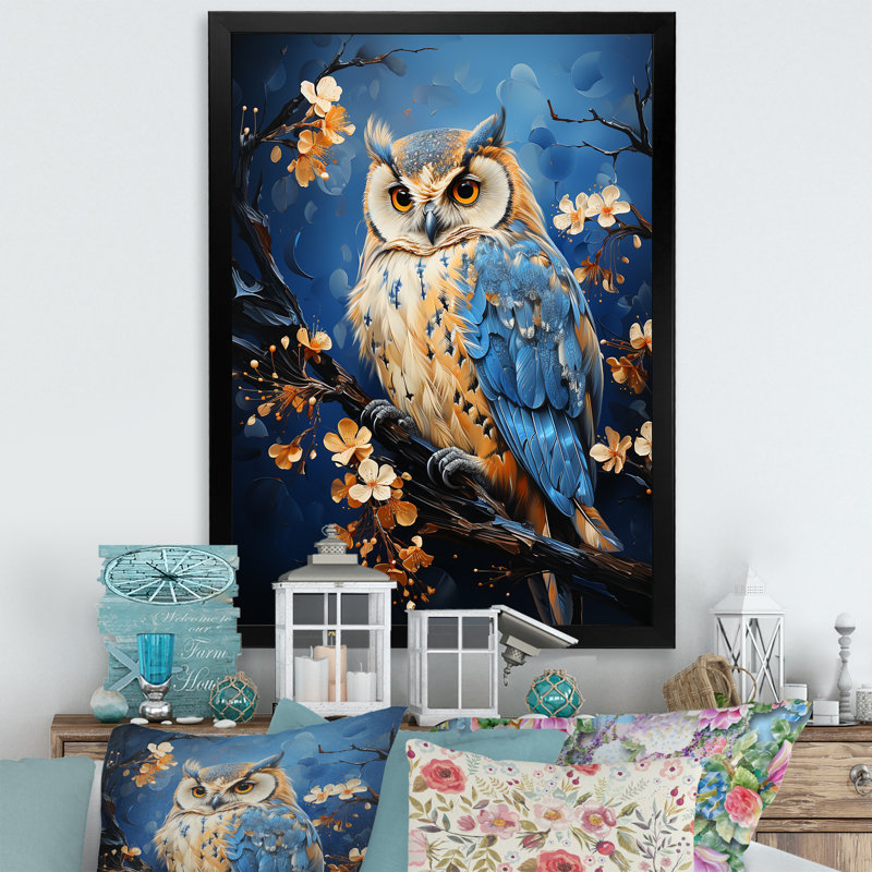 «Enchanted Forest Sentinels Owl» sur toile, Cadre noir, H 44 po x l 34 po x P 1,5 po