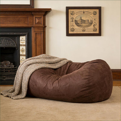 Fauteuil à billes surdimensionné cylindrique en suède noyer brun de 6,5 pieds pour adultes | Brun | Profondeur de l'assise: 70