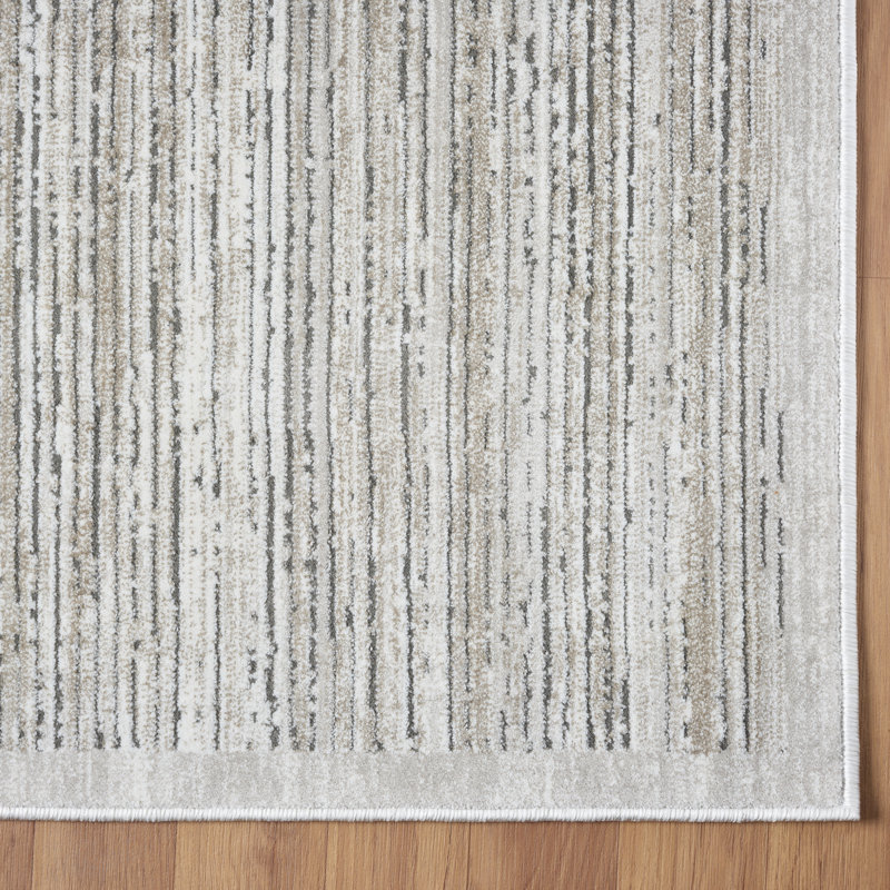 Huseman Beige Horizon Stripe Area Rug, Runner 2'8" x 8'
