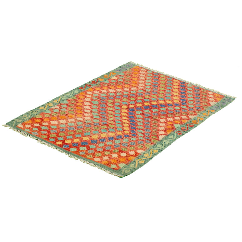 Tapis décoratif en laine de conception unique 3 pi 6 po x 4 pi 10 po noué à la main New Age