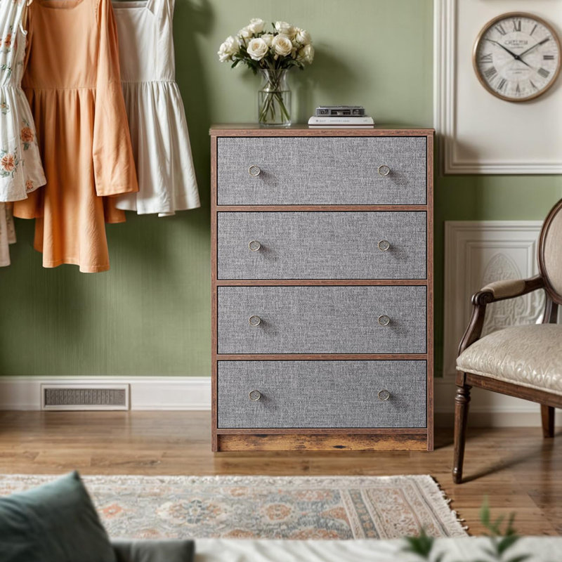 Berenisse 58cm W 4 - Drawer Chest of Drawers, Rustic Brown/Grey