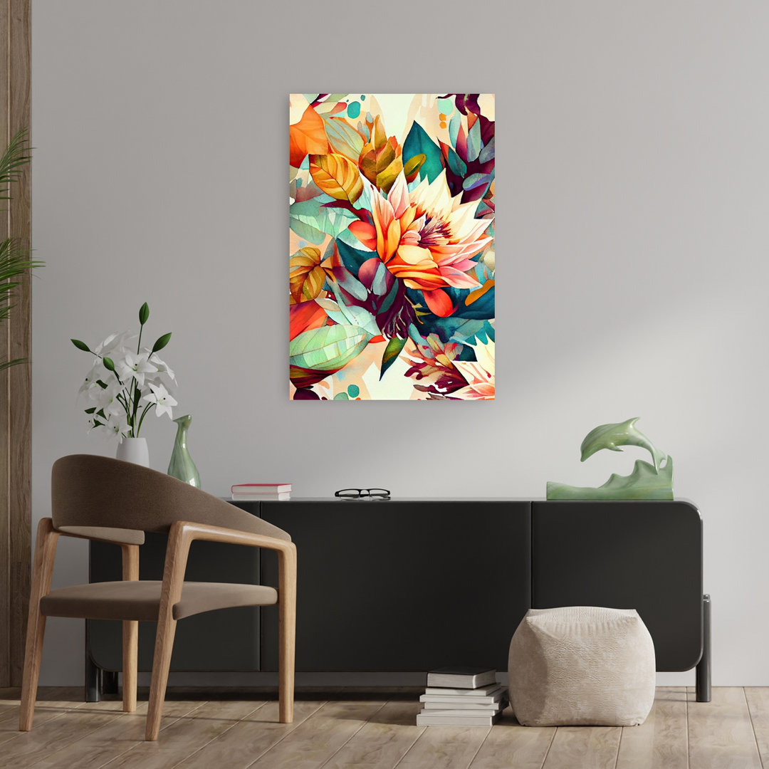 Vibrant Floral Watercolor Abstract Contemporary Flower Nature Wall Art Print