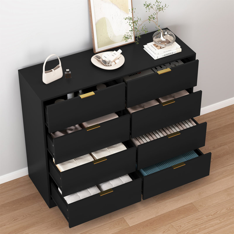 Commode 8 tiroirs pour chambre à coucher, Black