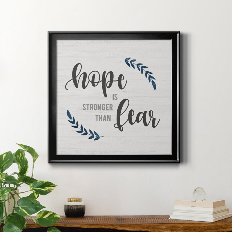 «Hope Is Stronger», art textuel sur toile, Noir, H 17,5 po x l 17,5 po x P 1,5 po