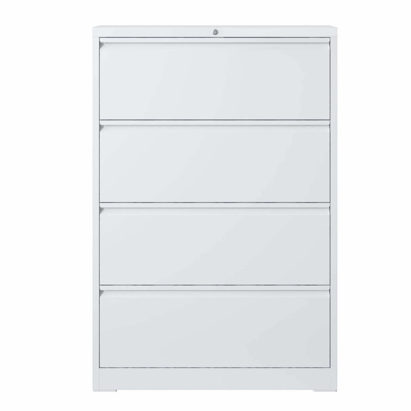 Metal File Cabinet With 4 Storage Drawers, Filing Cabinet With Lock For Home Office, White